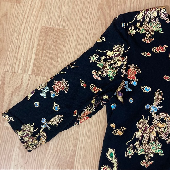 Black 3/4 length sleeve top with glitter detailing - Picture 3 of 5